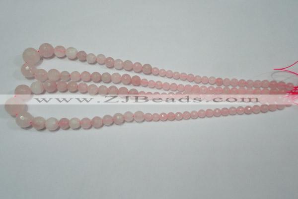 CRO742 15.5 inches 6mm – 14mm faceted round rose quartz beads