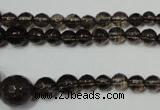 CRO743 15.5 inches 6mm – 14mm faceted round smoky quartz beads