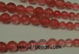 CRO745 15.5 inches 6mm – 14mm faceted round cherry quartz beads