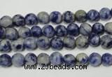 CRO771 15.5 inches 6mm faceted round blue spot stone beads wholesale