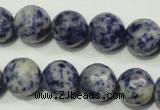 CRO775 15.5 inches 14mm faceted round blue spot stone beads wholesale