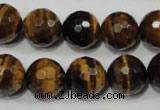 CRO786 15.5 inches 16mm faceted round yellow tiger eye beads wholesale