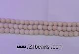 CRO790 15.5 inches 4mm round matte rice white fossil beads