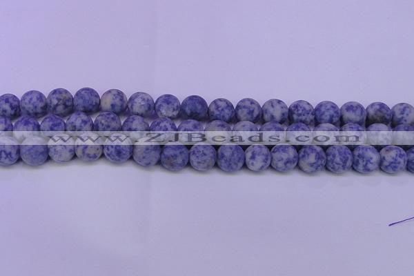 CRO852 15.5 inches 8mm round matte blue spot beads