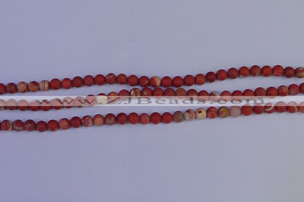 CRO930 15.5 inches 4mm round matte red jasper beads wholesale