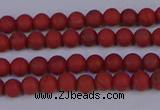 CRO940 15.5 inches 4mm round matte red jasper beads wholesale