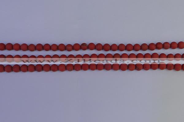 CRO941 15.5 inches 6mm round matte red jasper beads wholesale