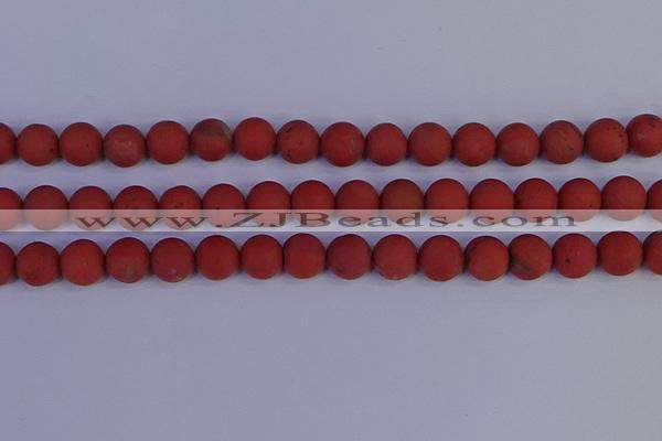 CRO945 15.5 inches 14mm round matte red jasper beads wholesale