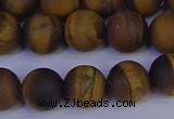 CRO964 15.5 inches 12mm round matte yellow tiger eye beads wholesale