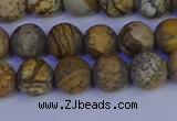 CRO972 15.5 inches 8mm round matte picture jasper beads wholesale