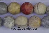 CRO995 15.5 inches 14mm round matte sky eye stone beads wholesale