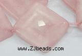 CRQ108 15.5 inches 30*30mm faceted diamond natural rose quartz beads