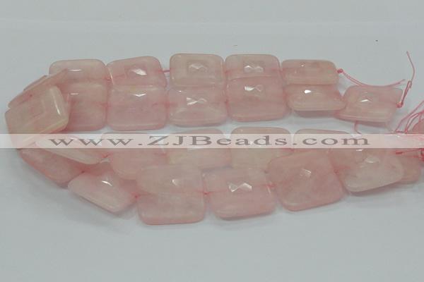 CRQ110 15.5 inches 30*30mm faceted square natural rose quartz beads