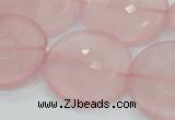 CRQ111 15.5 inches 30mm faceted coin natural rose quartz beads
