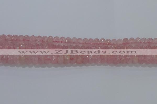 CRQ117 15.5 inches 6*10mm faceted rondelle rose quartz beads