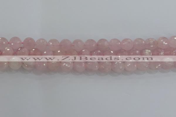 CRQ131 15.5 inches 10mm faceted round natural rose quartz beads