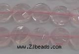 CRQ137 15.5 inches 10mm faceted coin natural rose quartz beads