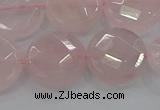 CRQ140 15.5 inches 18mm faceted coin natural rose quartz beads