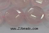 CRQ141 15.5 inches 20mm faceted coin natural rose quartz beads