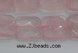 CRQ156 15.5 inches 15mm faceted square natural rose quartz beads