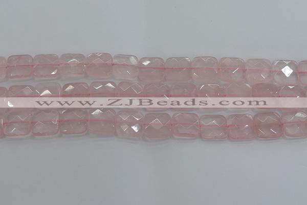 CRQ156 15.5 inches 15mm faceted square natural rose quartz beads