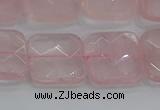 CRQ157 15.5 inches 18mm faceted square natural rose quartz beads