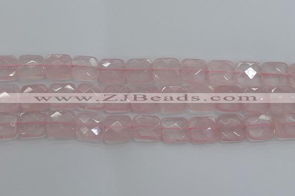 CRQ157 15.5 inches 18mm faceted square natural rose quartz beads