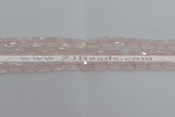 CRQ163 15.5 inches 8*10mm faceted rectangle natural rose quartz beads