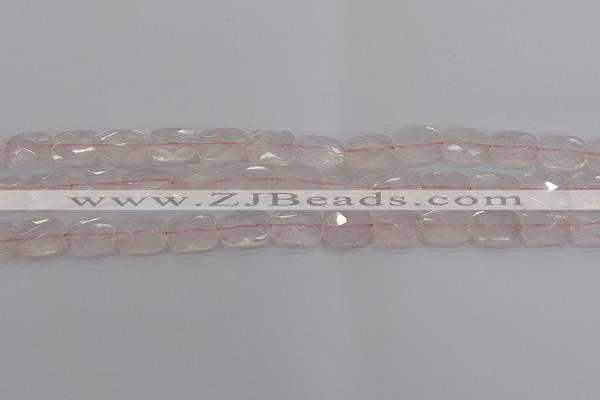 CRQ164 15.5 inches 10*14mm faceted rectangle natural rose quartz beads