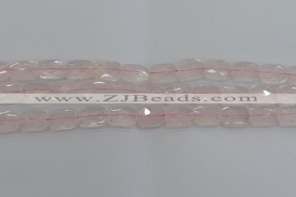 CRQ165 15.5 inches 12*16mm faceted rectangle natural rose quartz beads