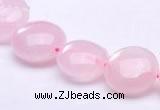 CRQ18 8*14mm flat round natural rose quartz beads wholesale