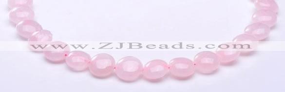 CRQ18 8*14mm flat round natural rose quartz beads wholesale