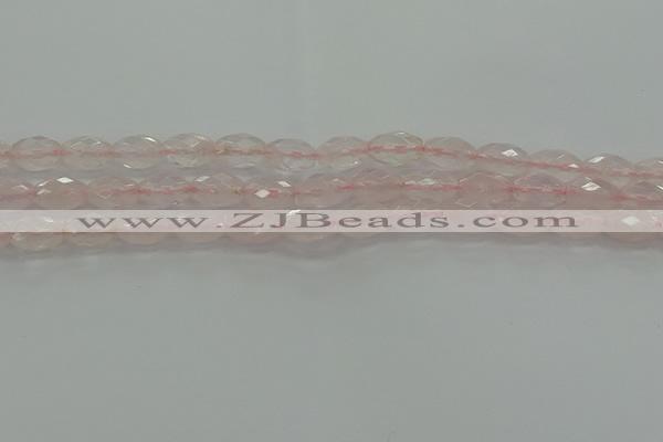 CRQ192 15.5 inches 8*12mm faceted rice natural rose quartz beads