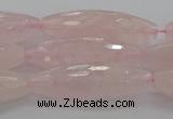 CRQ195 15.5 inches 10*30mm faceted rice natural rose quartz beads