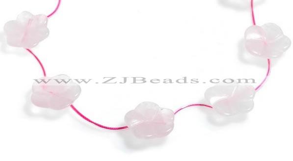 CRQ21 17 inches 24mm carved flower rose quartz beads Wholesale