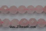 CRQ265 15.5 inches 10mm faceted round rose quartz beads