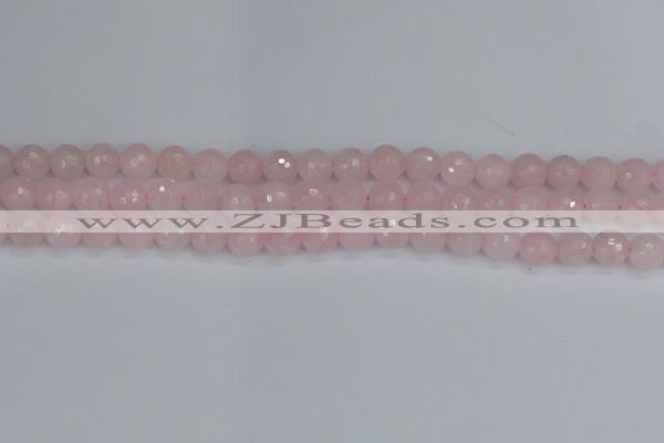 CRQ282 15.5 inches 8mm faceted round rose quartz beads wholesale