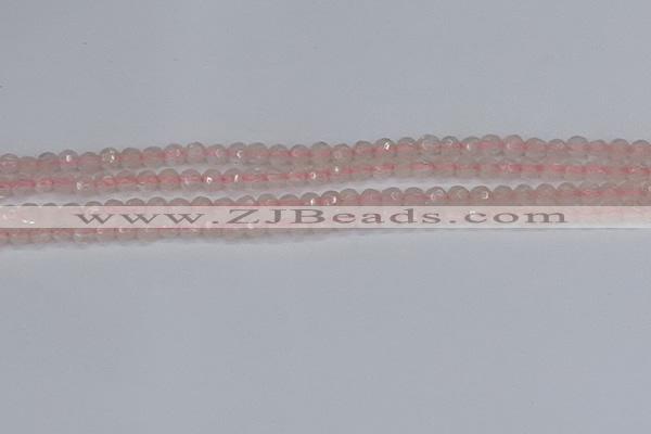 CRQ288 15.5 inches 4mm faceted round rose quartz gemstone beads