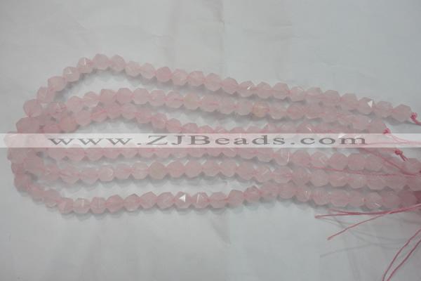 CRQ301 15 inches 8mm faceted nuggets rose quartz beads