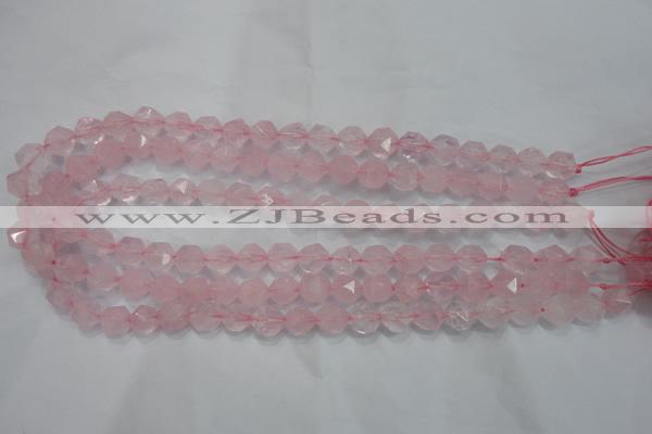 CRQ302 15 inches 10mm faceted nuggets rose quartz beads