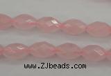 CRQ351 15.5 inches 8*12mm faceted rice rose quartz beads