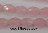 CRQ352 15.5 inches 10*14mm faceted rice rose quartz beads