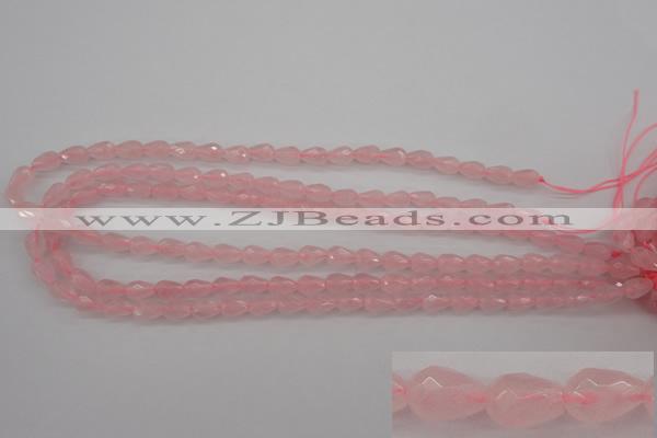 CRQ355 15.5 inches 6*9mm faceted teardrop rose quartz beads