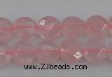 CRQ360 15.5 inches 8mm faceted coin rose quartz beads wholesale