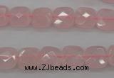 CRQ366 15.5 inches 10*10mm faceted square rose quartz beads