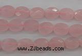 CRQ372 15.5 inches 8*10mm faceted oval rose quartz beads wholesale