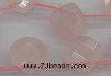 CRQ379 15.5 inches 10*10mm faceted briolette rose quartz beads