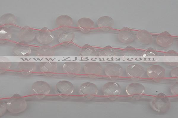 CRQ380 15.5 inches 13*13mm faceted briolette rose quartz beads