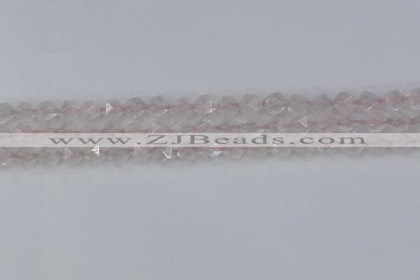 CRQ401 15.5 inches 6mm faceted nuggets rose quartz beads