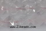 CRQ403 15.5 inches 10mm faceted nuggets rose quartz beads